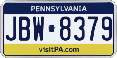 PA license plate JBW8379