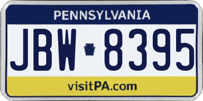 PA license plate JBW8395