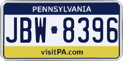 PA license plate JBW8396