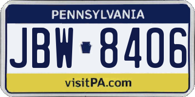 PA license plate JBW8406
