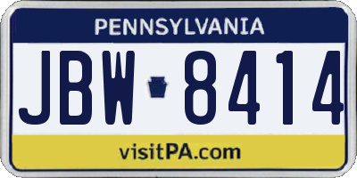 PA license plate JBW8414
