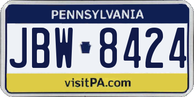 PA license plate JBW8424