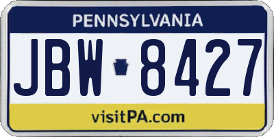 PA license plate JBW8427