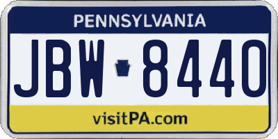 PA license plate JBW8440