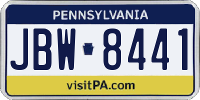 PA license plate JBW8441