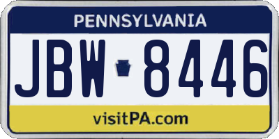 PA license plate JBW8446