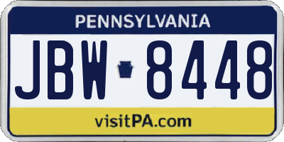 PA license plate JBW8448