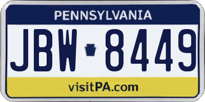 PA license plate JBW8449