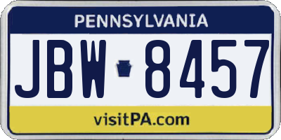 PA license plate JBW8457