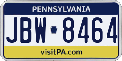 PA license plate JBW8464