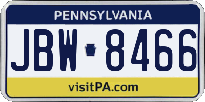PA license plate JBW8466