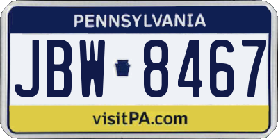PA license plate JBW8467