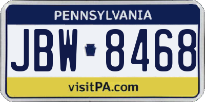 PA license plate JBW8468