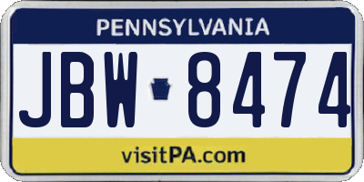 PA license plate JBW8474