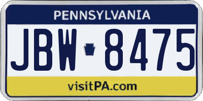 PA license plate JBW8475