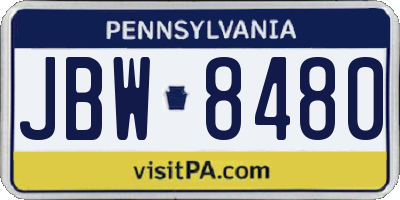 PA license plate JBW8480
