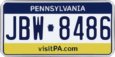 PA license plate JBW8486