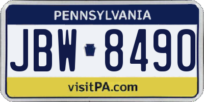 PA license plate JBW8490