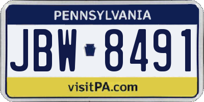 PA license plate JBW8491