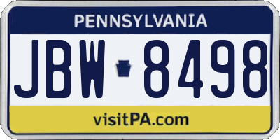 PA license plate JBW8498