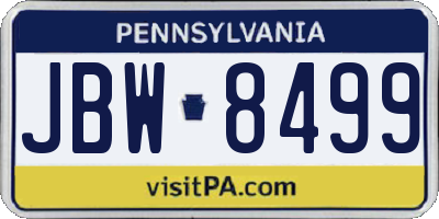 PA license plate JBW8499