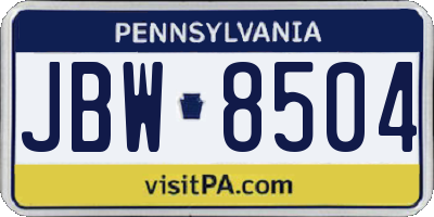 PA license plate JBW8504