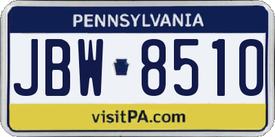 PA license plate JBW8510