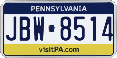 PA license plate JBW8514