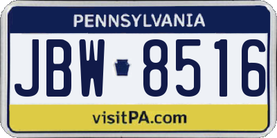 PA license plate JBW8516