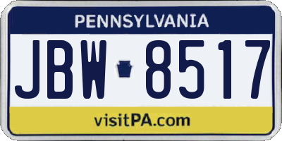 PA license plate JBW8517