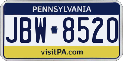 PA license plate JBW8520
