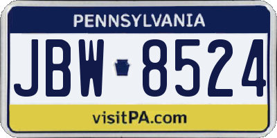 PA license plate JBW8524