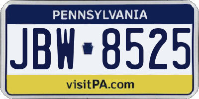 PA license plate JBW8525