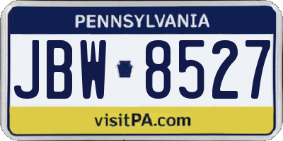 PA license plate JBW8527