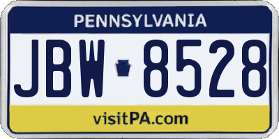 PA license plate JBW8528