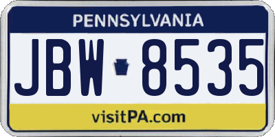 PA license plate JBW8535