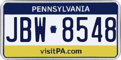 PA license plate JBW8548