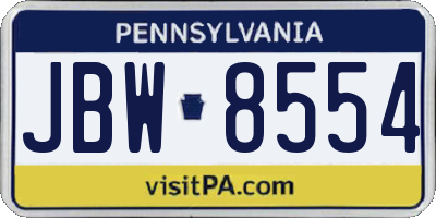 PA license plate JBW8554
