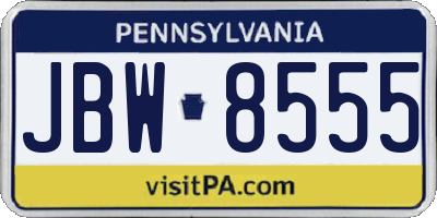 PA license plate JBW8555