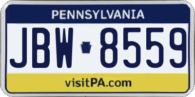 PA license plate JBW8559