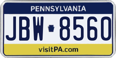 PA license plate JBW8560