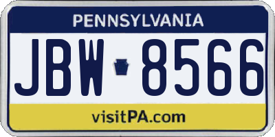 PA license plate JBW8566