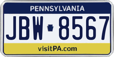 PA license plate JBW8567