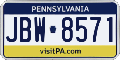 PA license plate JBW8571