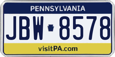 PA license plate JBW8578