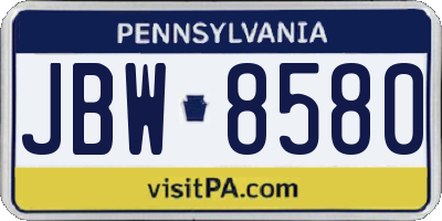 PA license plate JBW8580