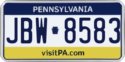 PA license plate JBW8583