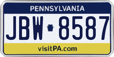 PA license plate JBW8587