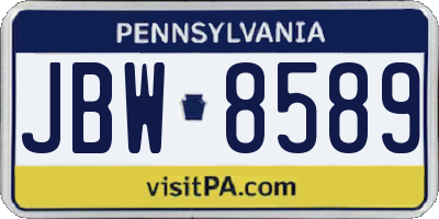 PA license plate JBW8589