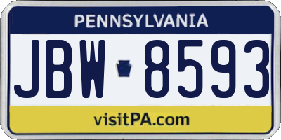 PA license plate JBW8593